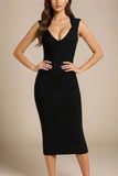 Sabrina Bandage Midi Dress Classic Black