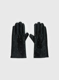 Zaylah Faux Leather Stud Detail Gloves Black