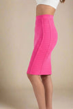 Pencil Bandage Knitted Knee Length Skirt Hot Pink
