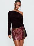 Zelaia Shimmer Mini Skirt Wine