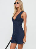 Arcore Button Up Denim Playsuit Dark Wash