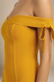 Penelope Bandage Mini Dress Mustard Yellow