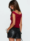Lylah Frill Detail Top Burgundy