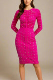 Rosa Long Sleeve Bodycon Dress Neon Purple