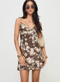 Marilyn Mini Dress Brown Floral