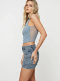 Zakai Cargo Denim Mini Skirt Light Blue Denim Lower Impact