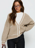 Cressara Contrast Knit Cardigan Beige White
