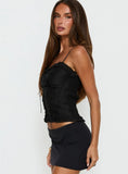 Angeleah Tie Up Frill Detail Top Black