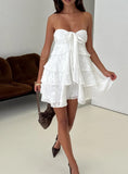 Kalari Strapless Layered Mini Dress White