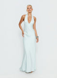 Strawberry Clouds Hotstone Satin Maxi Dress Icy Blue