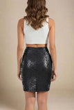 High Waist Metallic Leather Mini Skirt Classic Black