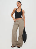 Paltrow Mid Rise Wide Leg Cargo Jeans Washed Brown Petite