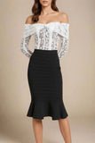 Peplum High Waist Bandage Midi Skirt Classic Black