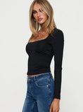 Xandi Long Sleeve Top Black Leopard