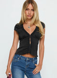 Tatianna Frill Blouse Top Black