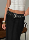 Main Thing Faux Leather Studded Belt Black Silver