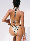 Jenner Triangle Bikini Top Cream Polka Dot