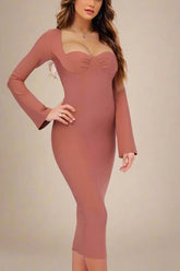 Jules Long Sleeve Midi Bandage Dress Watermelon Pink