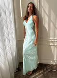 Isanna Halter Sequin Maxi Dress Jelly Mint