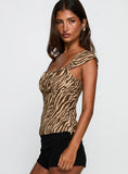 Life In Luxury Top Brown Zebra