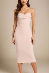 Miles Bodycon Midi Dress Nude