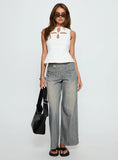 Lifetimes Mid Rise Wide Leg Cargo Jeans Dark Blue Stripe