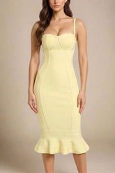 Joy Bandage Midi Dress Sun Yellow