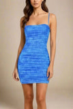 Cassie Bodycon Wrap Mini Dress Royal Blue