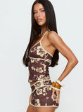 Makira Halter Top Brown Hibiscus