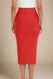 Pencil High Waist Bandage Midi Skirt Lipstick Red
