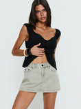 Nicolina Low Rise Denim Mini Skirt Washed Grey