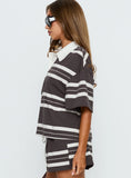 Aaren Boxy Polo Top Brown Stripe