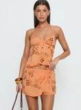What A Coincidence Beaded Mini Skirt Orange