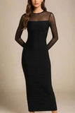 Robin Long Sleeve Bandage Maxi Dress Classic Black
