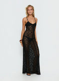 Eminent Crochet Low Back Maxi Dress Black