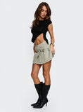Zeina Cargo Pleat Mini Skirt Washed Green