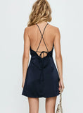 Amberlee Halter Ruched Mini Dress Navy