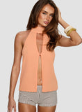 Rhevena Plunge Backless Top Orange