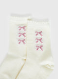 Teen Spirit Bow Socks White Pink