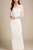 Robin Long Sleeve Bandage Maxi Dress White Pearl