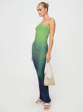Stolen Love Strapless Maxi Dress Blue Green Ombre