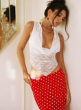 Hayze Maxi Skirt Red White Polka