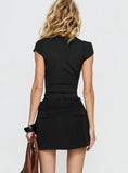 Off Kilter Split Mini Skirt Black