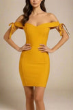 Penelope Bandage Mini Dress Mustard Yellow