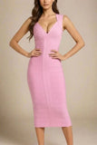 Sabrina Bandage Midi Dress Dusty Pink