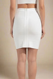 High Waist Bandage Mini Skirt White Pearl
