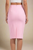 Pencil High Waist Bandage Knee Length Skirt Blush Pink