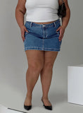 Zakai Cargo Denim Mini Skirt Mid Blue Curve