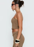 Timora Strapless Top Brown Stripe