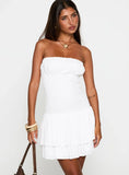 Delfie Strapless Mini Dress White